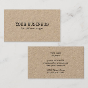 Natural brown kraft paper typewriter font style business card