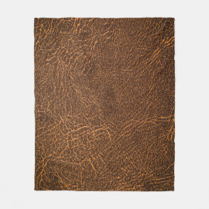 Natural Brown Leather: Textured Background Fleece Blanket