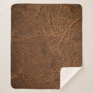 Natural Brown Leather: Textured Background Sherpa Blanket