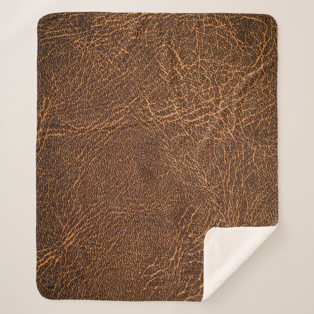 Natural Brown Leather: Textured Background Sherpa Blanket (Front)