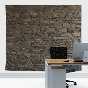 Natural Brown slates stone brick Wall Tapestry