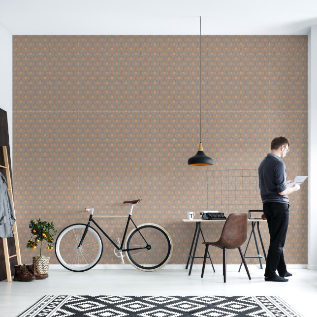 Natural Brown Spring Floral Pattern Wallpaper (Living Room)