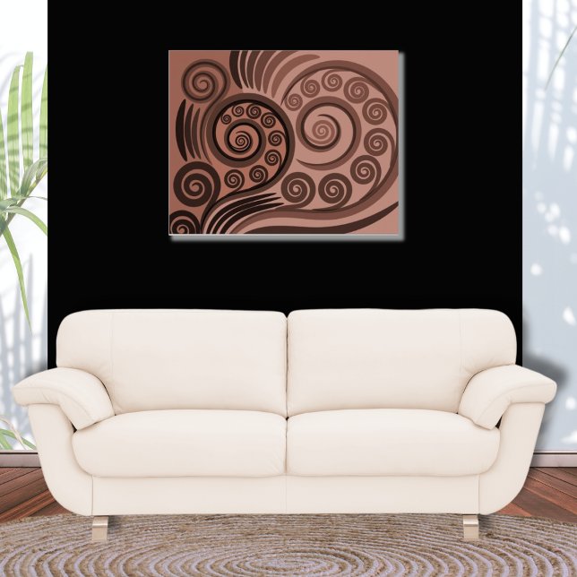 Natural Brown Stylised Fern Frond Curls Poster (Fern Frond Nest)