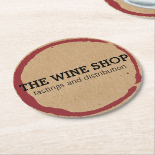 Natural Brown Wine Stains Round Paper Coaster