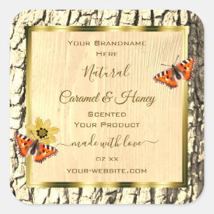 Natural Brown Wood Grain Tree Bark Product Labels