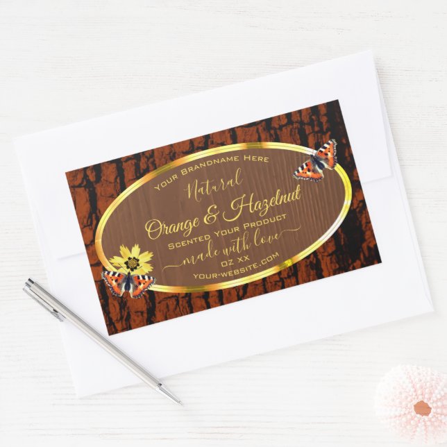 Natural Brown Wood Grain Tree Bark Product Labels (Envelope)
