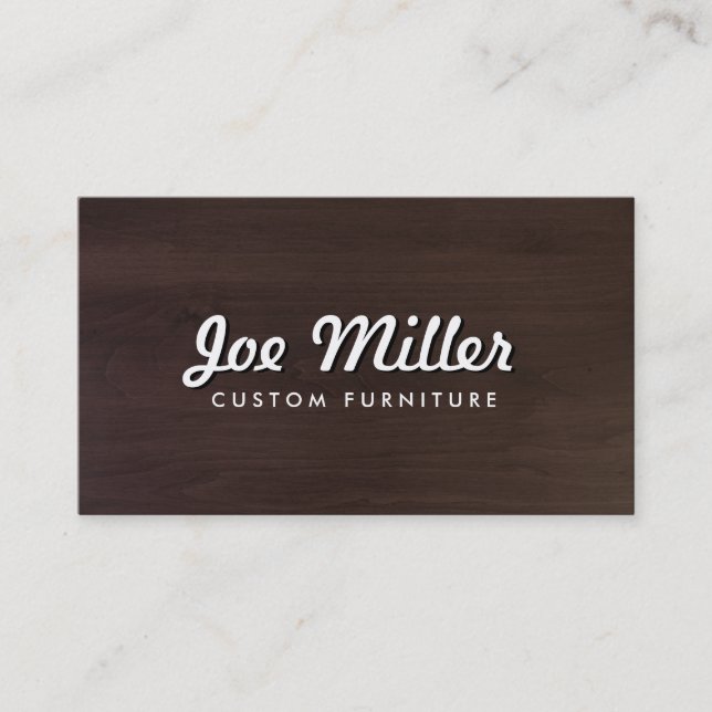 Natural Brown Wood with Stylised Text Business Card (Front)