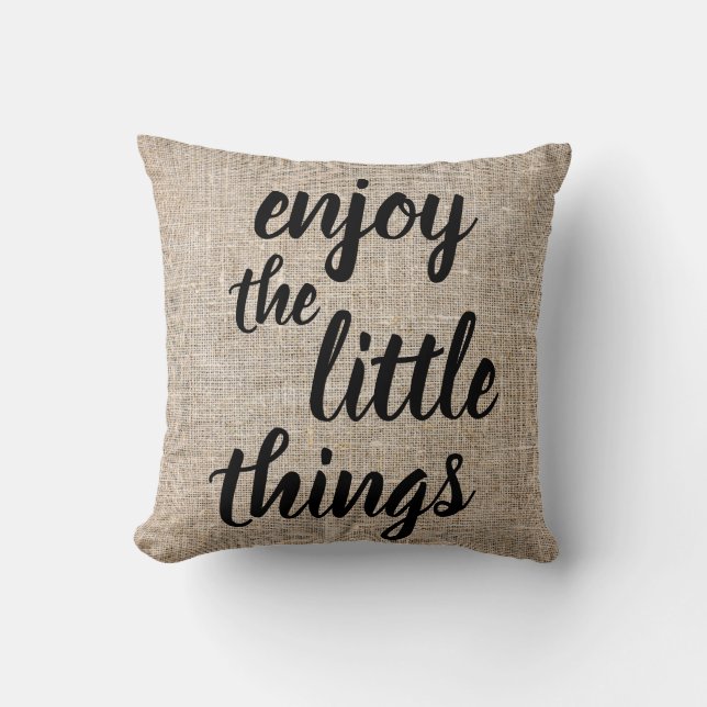 Natural Burlap Linen Pillow with Quote (Front)