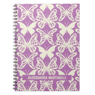 Natural Butterflies on Purple Notebook