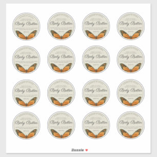 Natural Butterfly Body Butter 2.5" Product Label