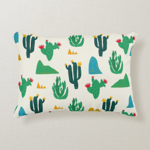 Natural Cactus: Folk Art Seamless. Decorative Cushion