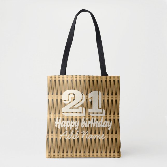 Natural cane wicker tote bag (Front)