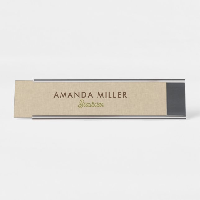 Natural Colour Classic Line Texture Desk Name Plate (Front)