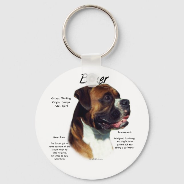 Natural Coloured Boxer Meet the Breed Key Ring (Front)