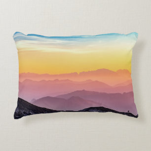 Natural Colours Mountain Landscape at Sunset   Decorative Cushion
