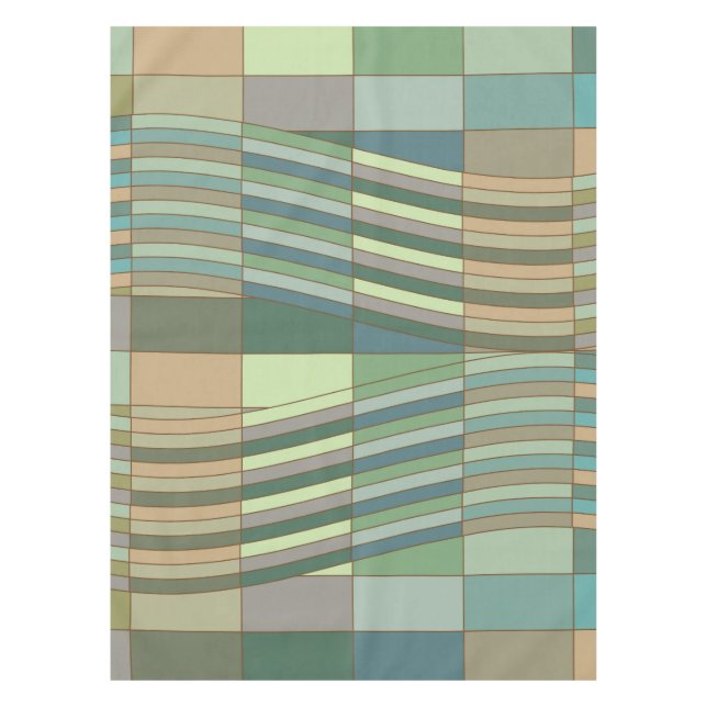 Natural Colours Wavy Rectangles Tablecloth (Front)