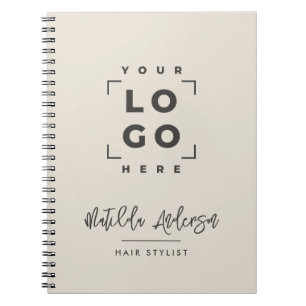 Natural cream elegant modern your logo black notebook
