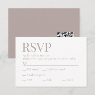 Natural Cream Scan Qr Code Meal Choice Wedding RSVP Card