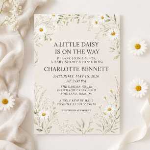 Natural Daisy Baby Shower Invitation