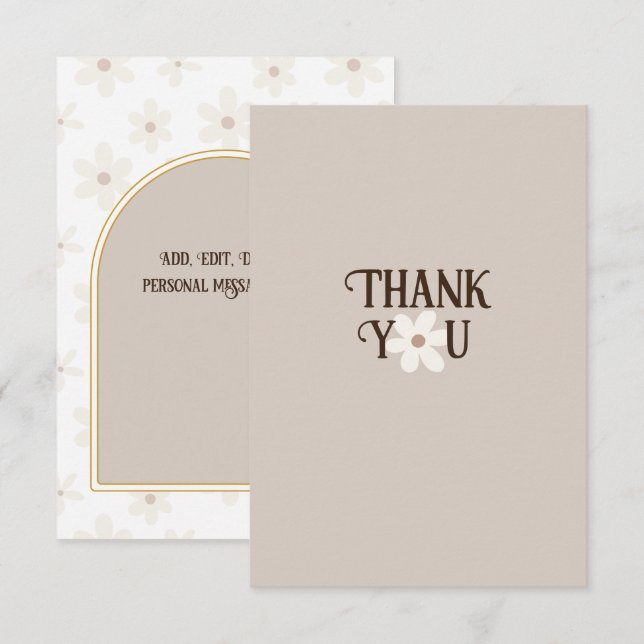 Natural Daisy Boho Thank You Card (Front/Back)