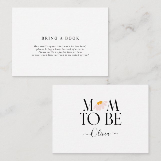 natural daisy floral baby shower bring a book note card (Front/Back)