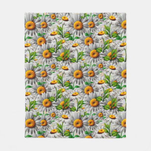 Natural Daisy Flower Floral Cottagecore  Fleece Blanket