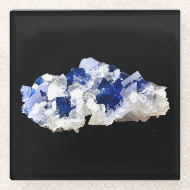 Natural Deep Blue Flourite Glass Coaster (Front)