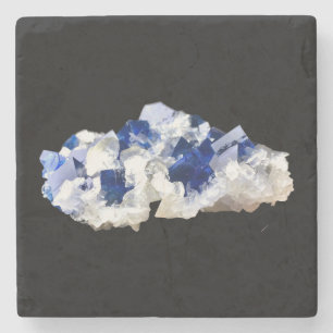 Natural Deep Blue Fluorite Marble Stone Coaster
