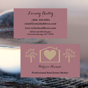 Natural Deep Dusty Rose Realtor Business Card