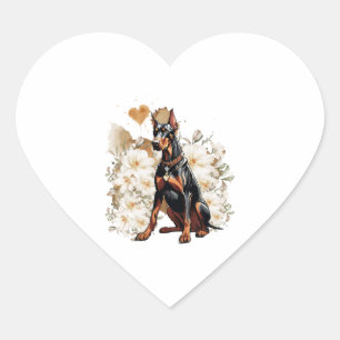 Natural Ear Doberman A Gift For Doberman Lovers Cl Heart Sticker