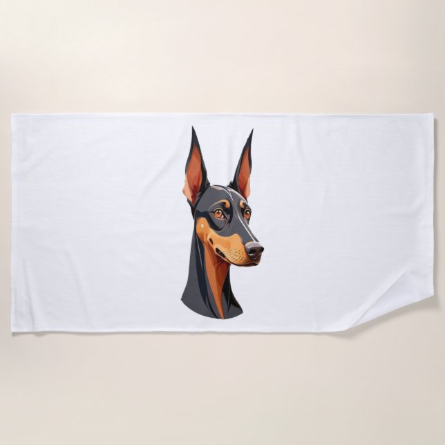 Natural Ear Doberman   Beach Towel (Front)