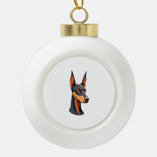 Natural Ear Doberman   Ceramic Ball Christmas Ornament