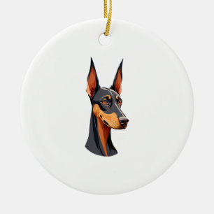 Natural Ear Doberman Ceramic Tree Decoration