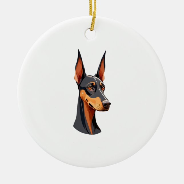 Natural Ear Doberman   Ceramic Tree Decoration (Front)