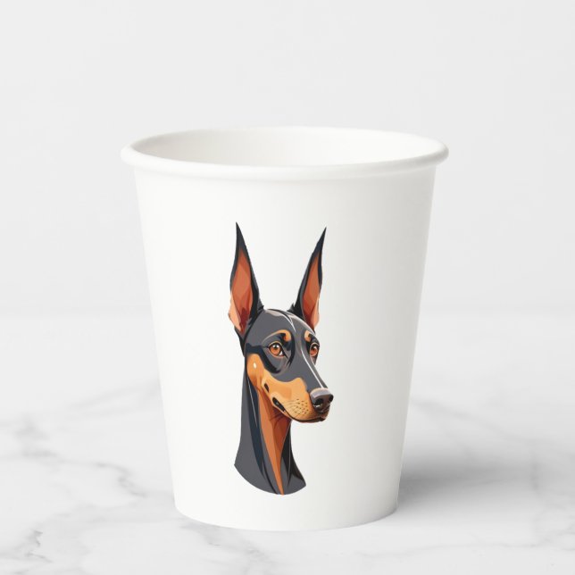 Natural Ear Doberman   Paper Cups (Front)