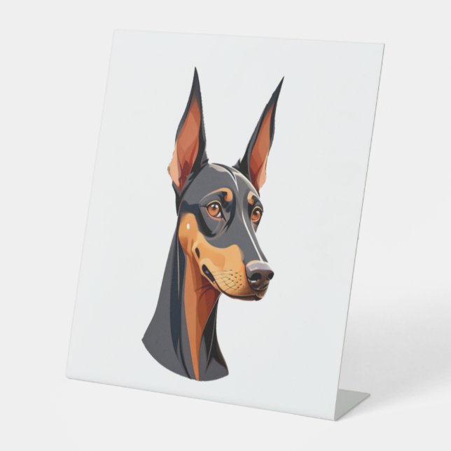 Natural Ear Doberman   Pedestal Sign (Front)