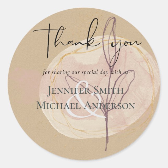 Natural Earth Rustic Woodland Fall Leaves Wedding Classic Round Sticker (Front)