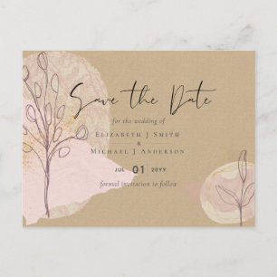 Natural Earth Rustic Woodland Fall Leaves Wedding Postcard