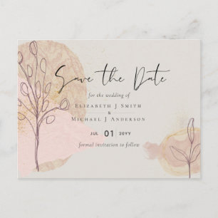 Natural Earth Sage Dusty Rose Blush Save the Date Postcard