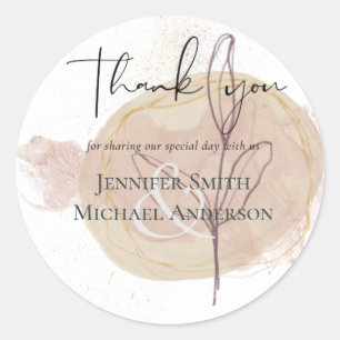 Natural Earthen Tones Abstract Wedding Classic Round Sticker