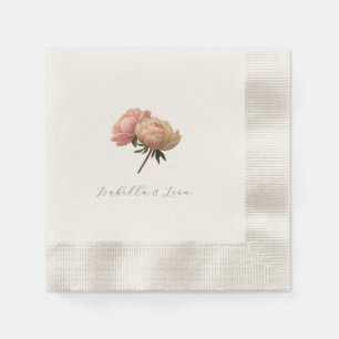 Natural Ecru   Chic Floral Rose Wedding  Napkin