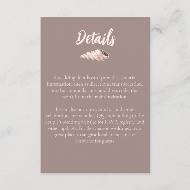 Natural Elegant Beach Seashell Enclosure Card (Front)
