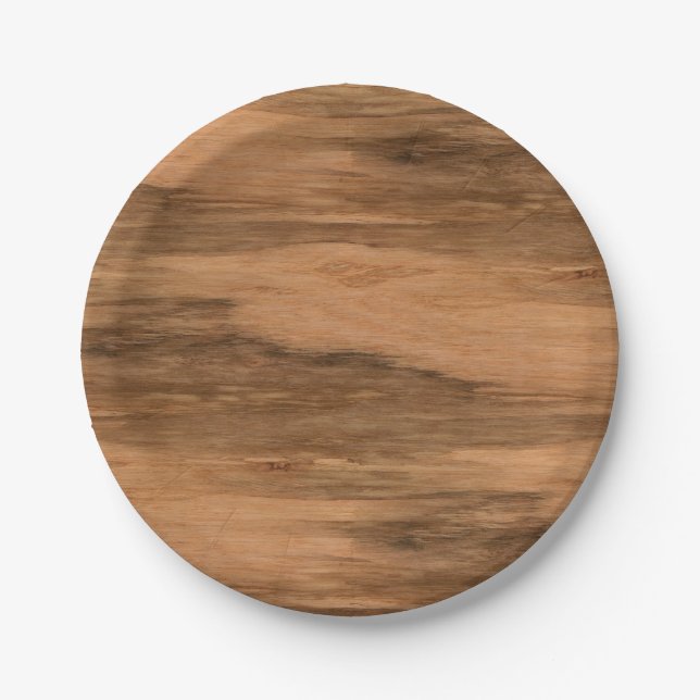 Natural Eucalyptus Wood Grain Look Paper Plate (Front)
