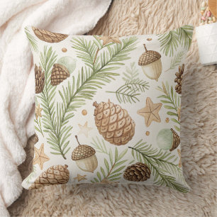 Natural Evergreen Pinecone Gold Brown Cushion