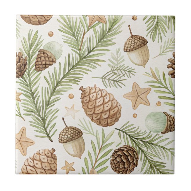 Natural Evergreen Pinecone Gold Brown Tile (Front)