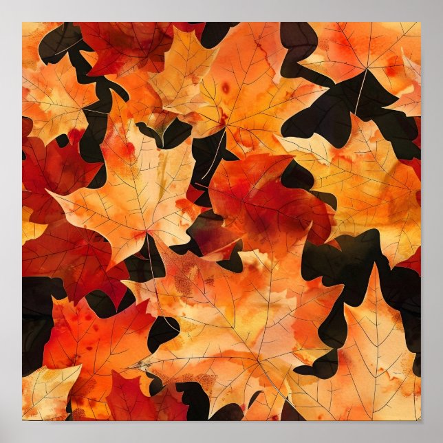 Natural Fall Leaf Pattern Poster (Front)