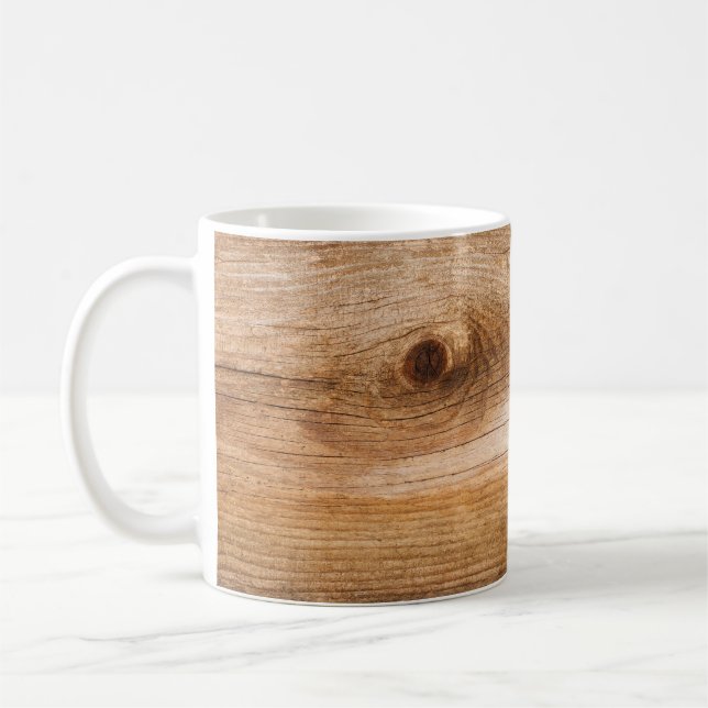 Natural fir wood: textured surface coffee mug (Left)