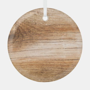 Natural fir wood: textured surface glass tree decoration