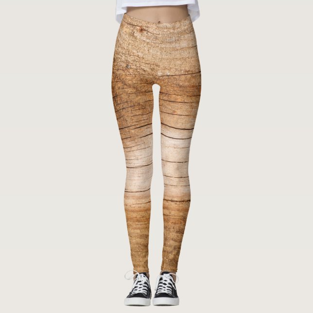 Natural fir wood: textured surface leggings (Front)