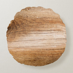 Natural fir wood: textured surface round cushion